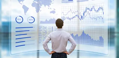 Man Infront Of Statistics